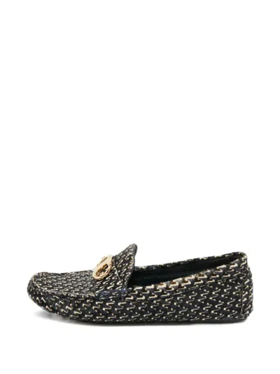 Pre-owned Tory Burch Gemini Link Calf-hair Loafers In Black