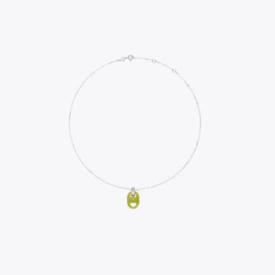 Tory Burch Gemini Link Pendant Necklace In Silver