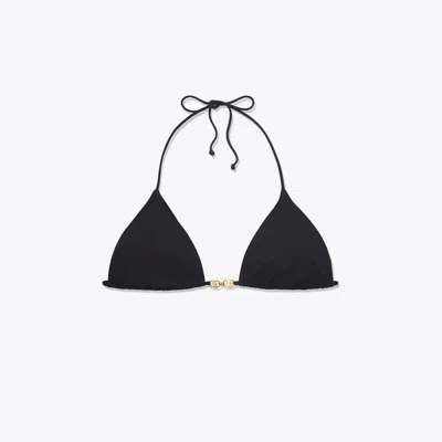 Tory Burch Gemini Link String Bikini Top In Black/gold