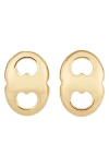 Tory Burch Gemini Link Stud Earrings In Brown