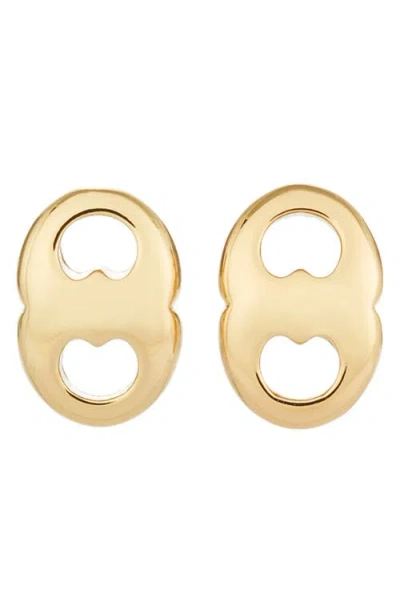 Tory Burch Gemini Link Stud Earrings In Brown
