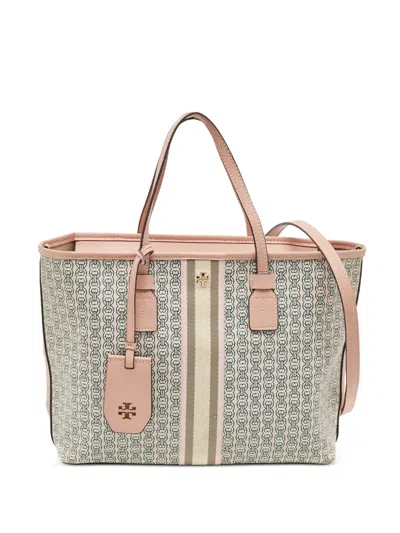 Pre-owned Tory Burch Gemini Link Tote Bag In Neutral
