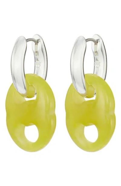 Tory Burch Gemini Two-tone Link Huggie Hoop Drop Earrings In Pink