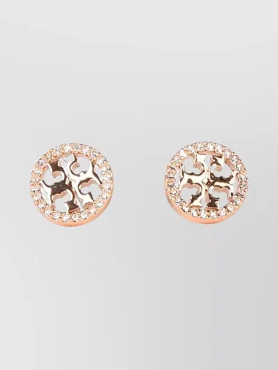 Tory Burch Gemstone Embellished Brass Earrings