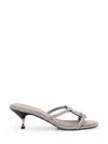 Tory Burch Pave Geo Bombe Miller Low Heel Sandal Shoes In Stone Grey