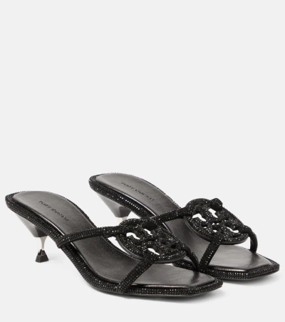 Tory Burch Geo Bombe Miller Suede Sandals In Black