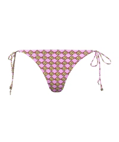 Tory Burch Geometric Print Tie-side Bikini Bottoms In Multi