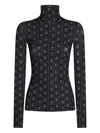 Tory Burch Geometric-print Turtleneck Top In Black