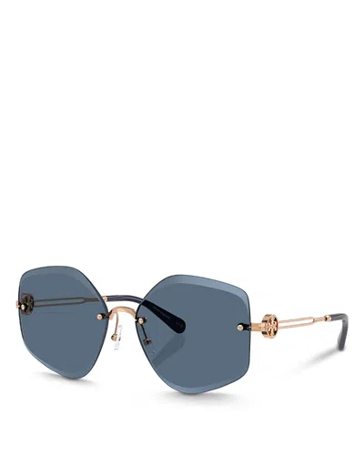 Tory Burch Geometric-frame Sunglasses In Dark Blue