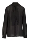 Tory Burch Georgette Bow Blouse Shirts Black In Black
