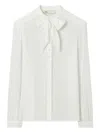 Tory Burch Georgette Bow-detail Shirt In White
