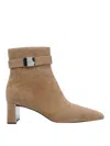 Tory Burch Georgia Suede Ankle Boots With Block Heel In Nude