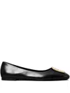 Tory Burch Woman Ballet Flats Black Size 9.5 Leather In Schwarz