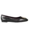 Tory Burch Woman Ballet Flats Black Size 9.5 Leather In Gray