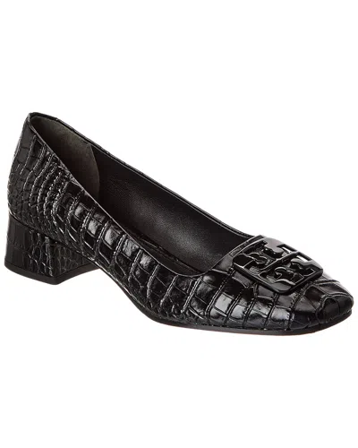 Tory Burch Georgia Croc-embossed Leather Pump In Black