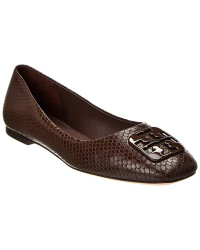 Tory Burch Georgia Embossed Leather Ballet Flat In Brown