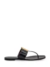 Tory Burch Georgia Leather Logo Thong Sandals In Black