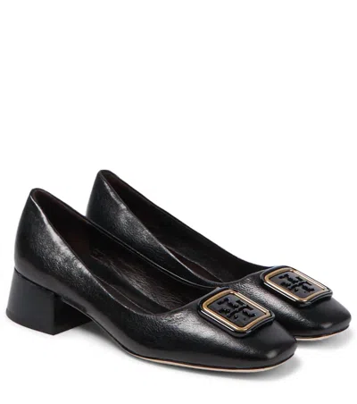 Pre-owned Tory Burch Georgia Leather Pump Shoes For Women In Perfect Black