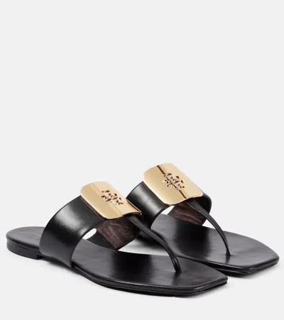 Tory Burch Georgia Leather Thong Sandals In Perfect Black