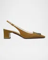 Tory Burch 55mm Georgia Slingback Pumps In Almond Oats