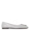 Tory Burch Georgia Pave Leather Ballet Flats In Grey