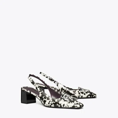Tory Burch Georgia Slingback Heel In Dark Marble Multi-tone