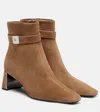 Tory Burch Georgia Suede Ankle Boots With Block Heel In Neutral
