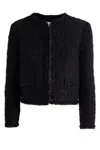 Tory Burch Tinsel-tweed Cropped Jacket In 001