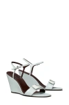 Tory Burch Gigi Ankle Strap Wedge Sandal In Silver