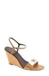 Tory Burch Gigi Ankle Strap Wedge Sandal In Cantucci/silver