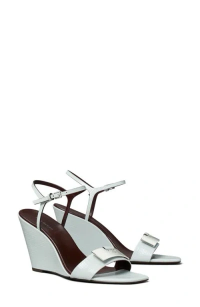 Tory Burch Gigi Ankle Strap Wedge Sandal In Silver