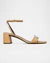 Tory Burch Gigi Leather Bar Ankle-strap Sandals In Cantucci / Silver