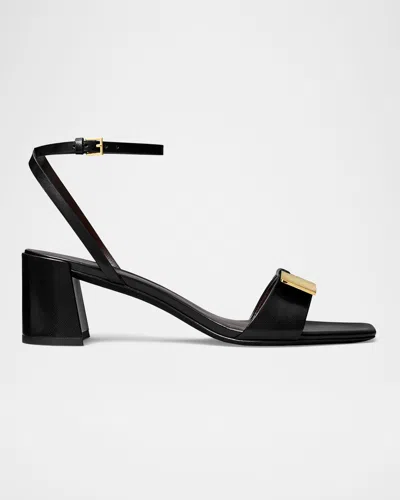 Tory Burch Gigi Leather Bar Ankle-strap Sandals In Perfect Black