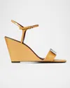 Tory Burch Gigi Ankle Strap Wedge Sandal In Cantucci / Silver
