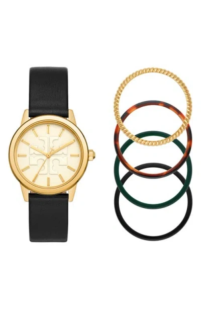 Tory Burch Gigi Leather Watch & Top Rings Set, 36mm
