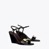 Tory Burch Gigi Ankle Strap Wedge Sandal In Perfect Black/gold