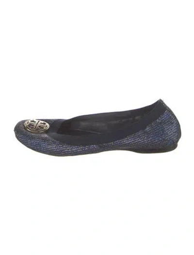 Pre-owned Tory Burch Glitter Accents Ballet Flats In Blue