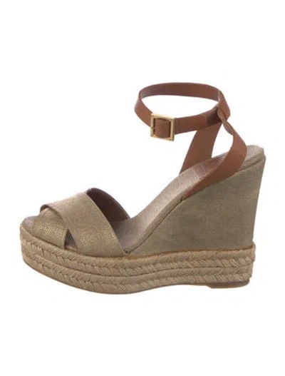 Pre-owned Tory Burch Glitter Accents Espadrilles In Brown