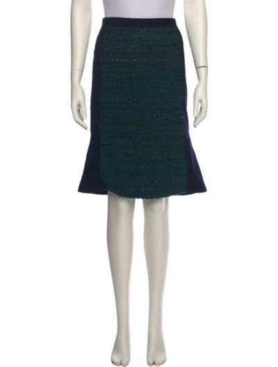 Pre-owned Tory Burch Glitter Accents Knee-length Skirt In Green