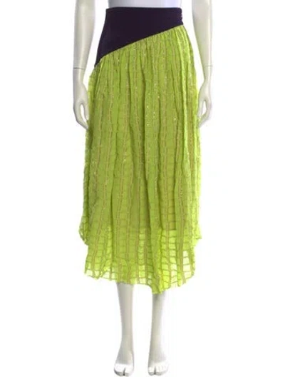 Pre-owned Tory Burch Glitter Accents Midi Length Skirt W/ Tags In Green