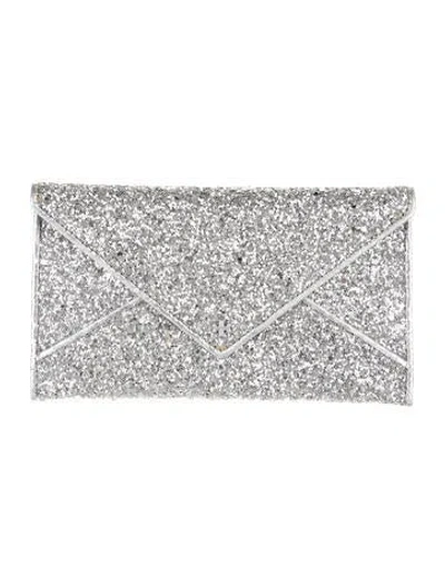 Pre-owned Tory Burch Glitter Card Holder In Silver