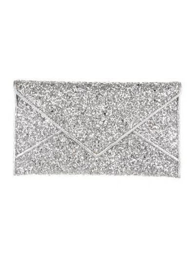 Pre-owned Tory Burch Glitter Card Holder In Silver