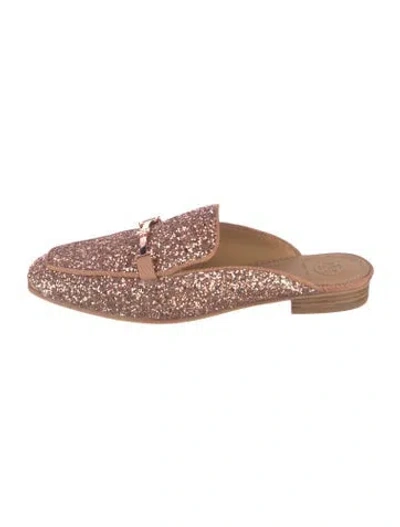 Pre-owned Tory Burch Glitter Glitter Accents Mules In Neutral