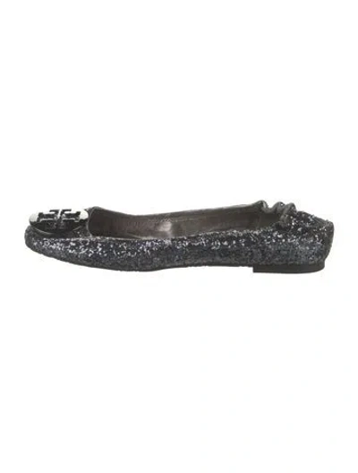 Pre-owned Tory Burch Glitter Patterned Ballet Flats In Blue/metallic