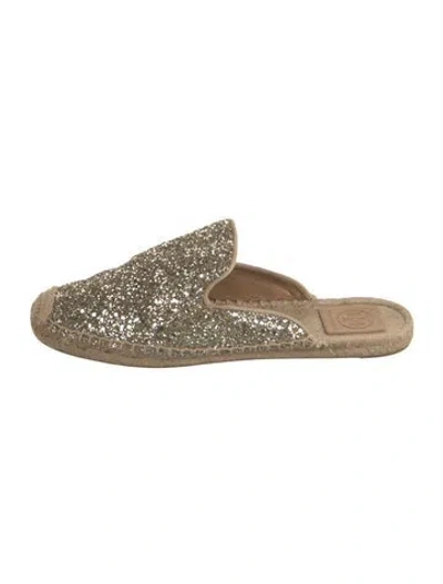 Pre-owned Tory Burch Glitter Patterned Espadrilles In Gold