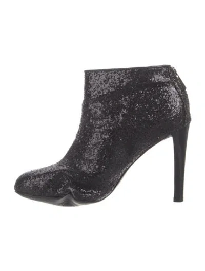 Pre-owned Tory Burch Glitter Printed Boots In Black