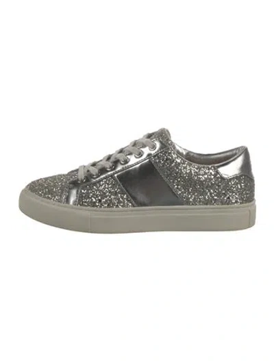 Pre-owned Tory Burch Glitter Printed Sneakers In Gray