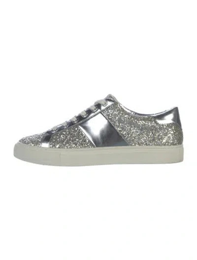 Pre-owned Tory Burch Glitter Sneakers In Silver