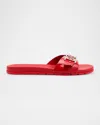 Tory Burch Glossy Buckle Slide Sandals In Multi