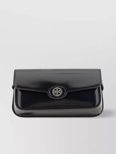 Tory Burch Glossy Leather Shoulder Bag With Welt Pocket